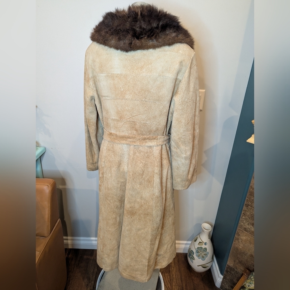 Vintage Rajac genuine Leather and fur trench coat, 60s/70s. Woman's size S/M - Picture 5 of 16